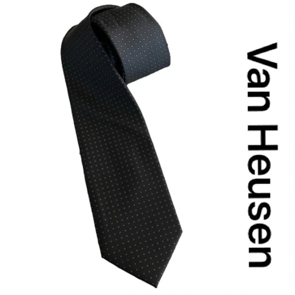 Van Heusen Black and Silver 100% Polyester Neck Tie - Picture 1 of 3